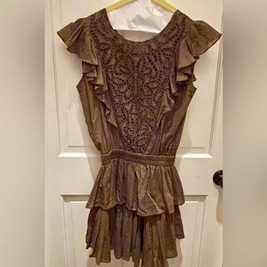 Karina Grimaldi Olive Green Smocked Waist Dress size small